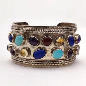 Vintage Sterling Sliver and Semi-Precious Stone Bracelet